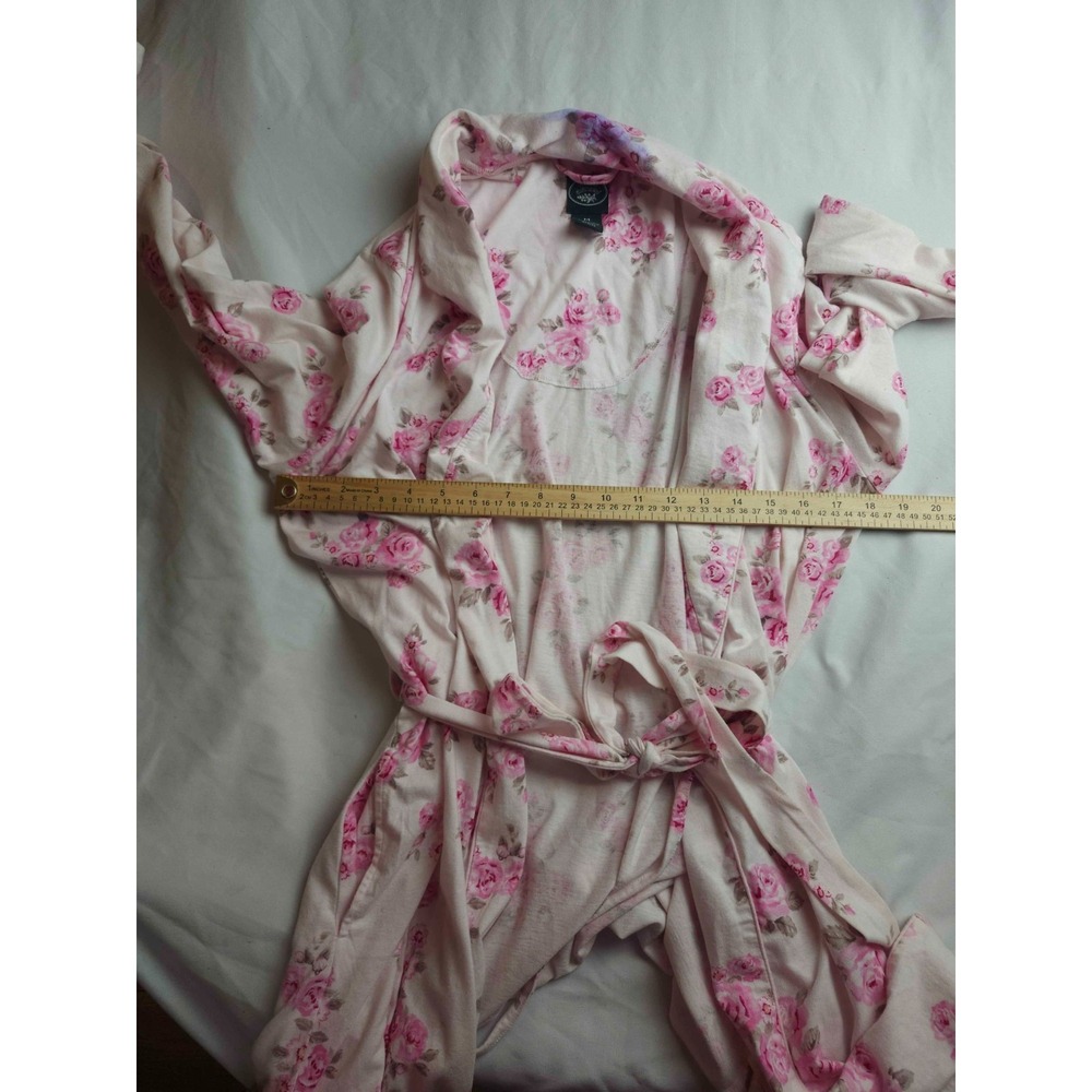 Laura Ashley Robe Womens Medium Pink Floral Loungewear Shabby Cottagecore - Picture 4 of 8